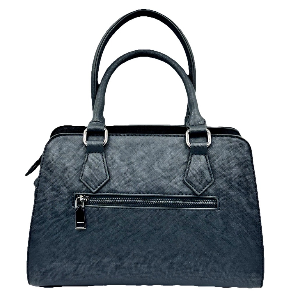 La Terre Vegan Leather Satchel Black Structured Handbag Crossbody Detached Strap